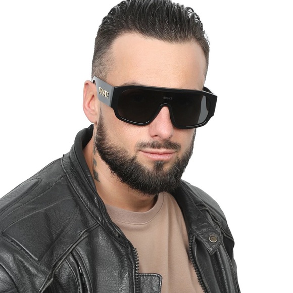 NEW VERSACE SUNGLASSES SHIELD BLACK UNISEX EYEWEAR VERSACE - Picture 7 of 8